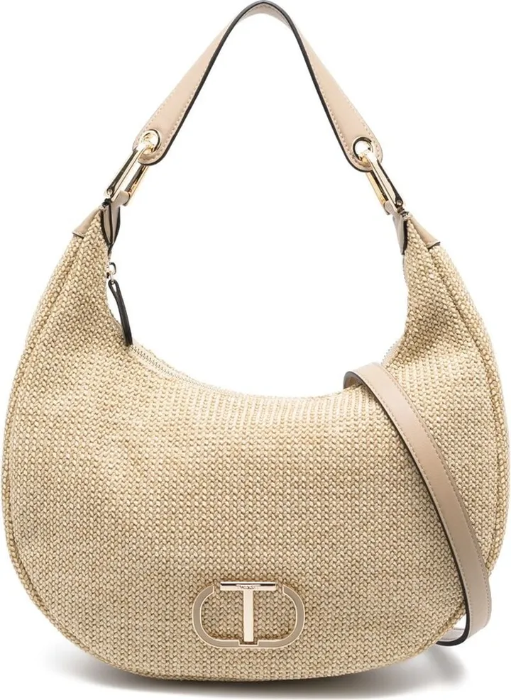 Logo-Plaque Interwoven Shoulder Bag