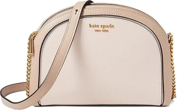 Kate Spade New York Morgan Color-Blocked Saffiano Leather Double Zip Dome Crossbody (Pale Dogwood Multi) Wallet