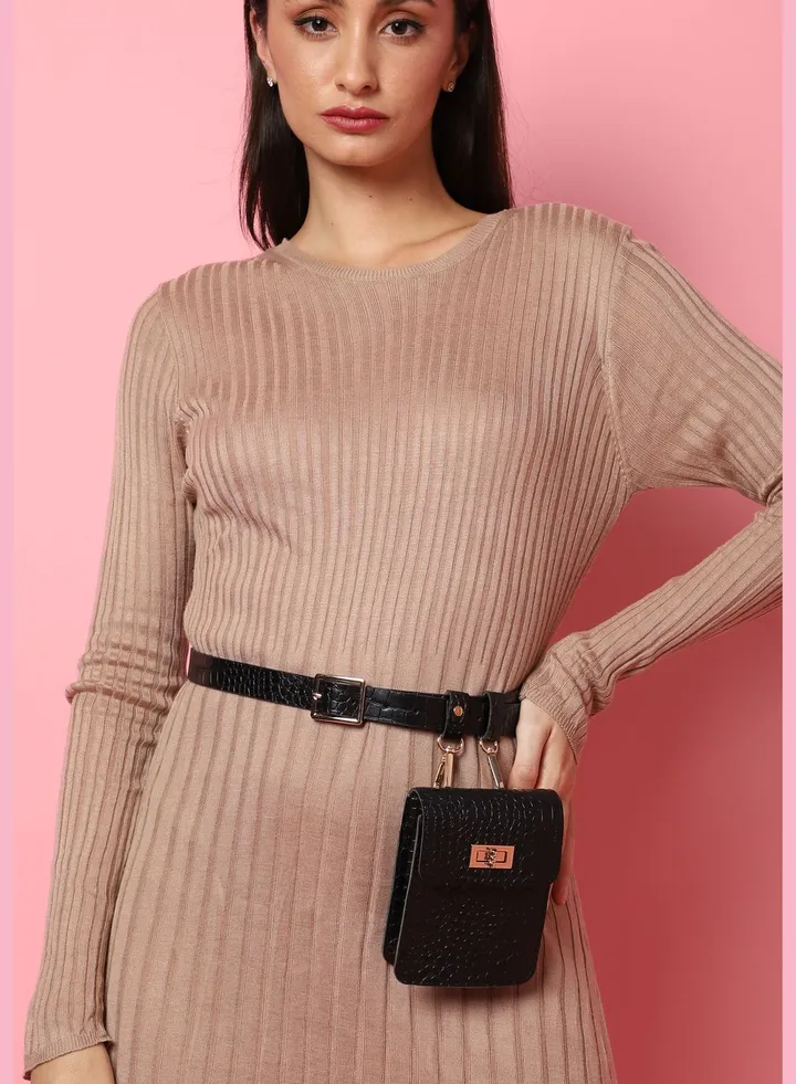 Casual Textured PU Leather Waist Belt For Women