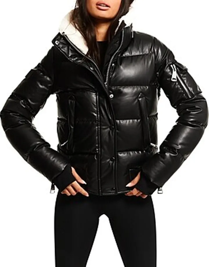 Sam. Allegra Faux Leather Puffer Coat