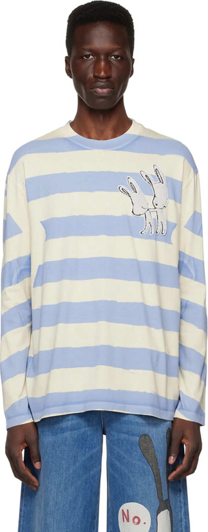 Stella McCartney Blue & Beige Bunnies Patch T-Shirt