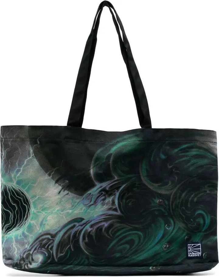 Graphic-Print Stretch-Cotton Tote Bag