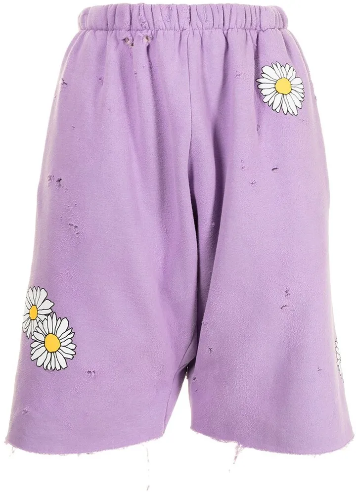 Daisy-print track shorts