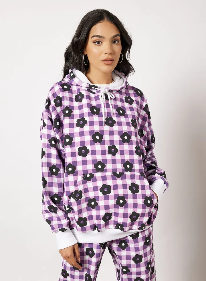 Flower Print Hoodie
