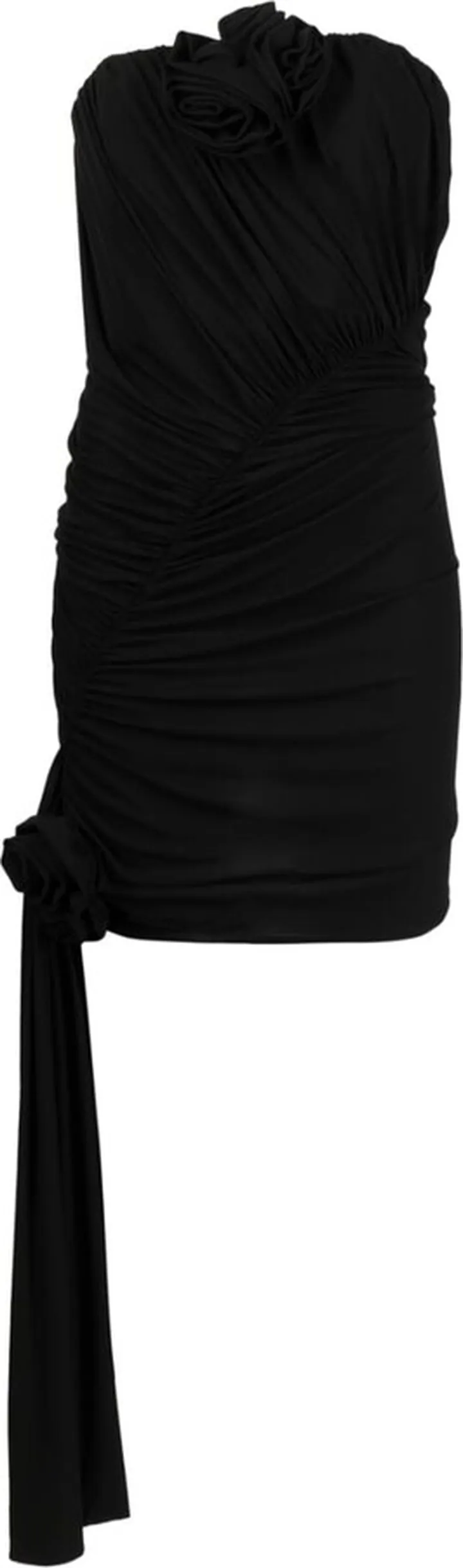 Floral-Appliqué Draped Dress