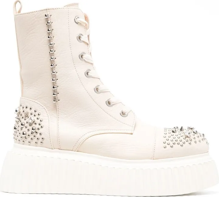Studded Platform Leather Boots