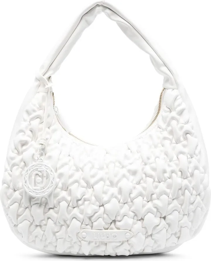 Logo-Patch Smocked Shoulder Bag