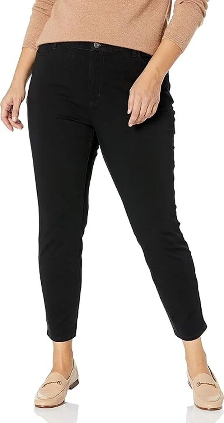 Dickies Women's Plus Size Perfect Shape Twill Skinny 4 Pocket Pant (Rinsed Black) Women's Clothing