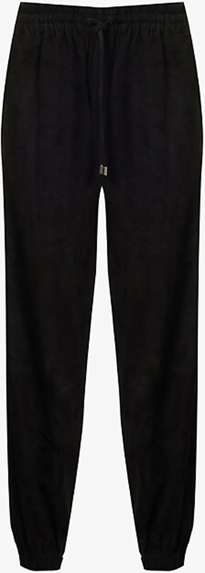 Womens 01 Black Poppy Elasticated-waistband Tapered High-rise Suede-leather Trousers