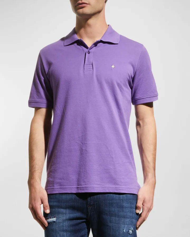 Men's Lightning Bolt Pima Cotton Knit Piqué Polo Shirt