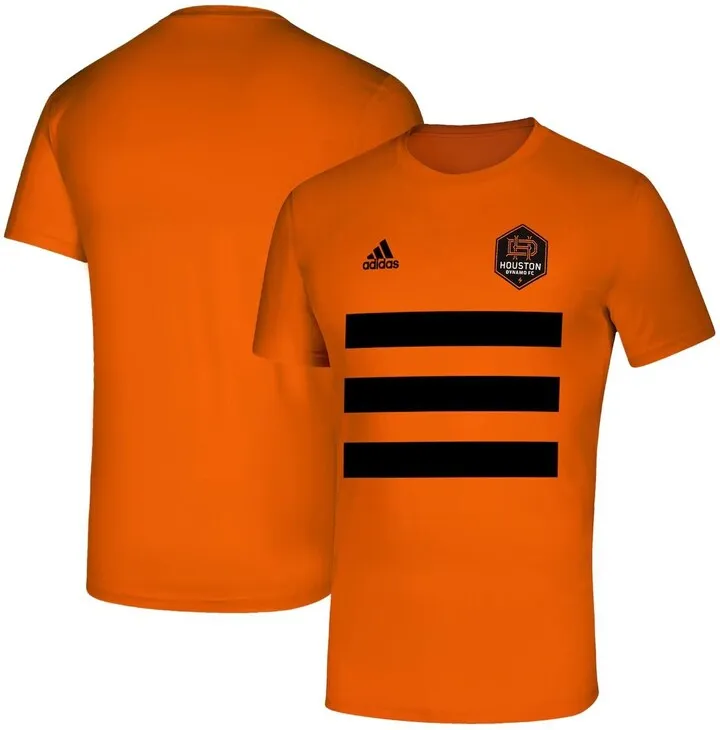 Men's adidas Orange Houston Dynamo Fc Three Stripe Life Pitch T-shirt