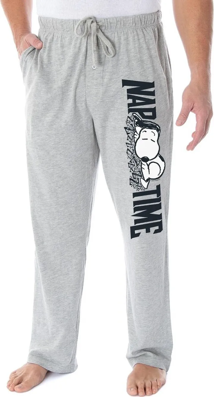 Peanuts Adult Snoopy Nap Time Character Loungewear Sleep Pajama Pants Medium Grey