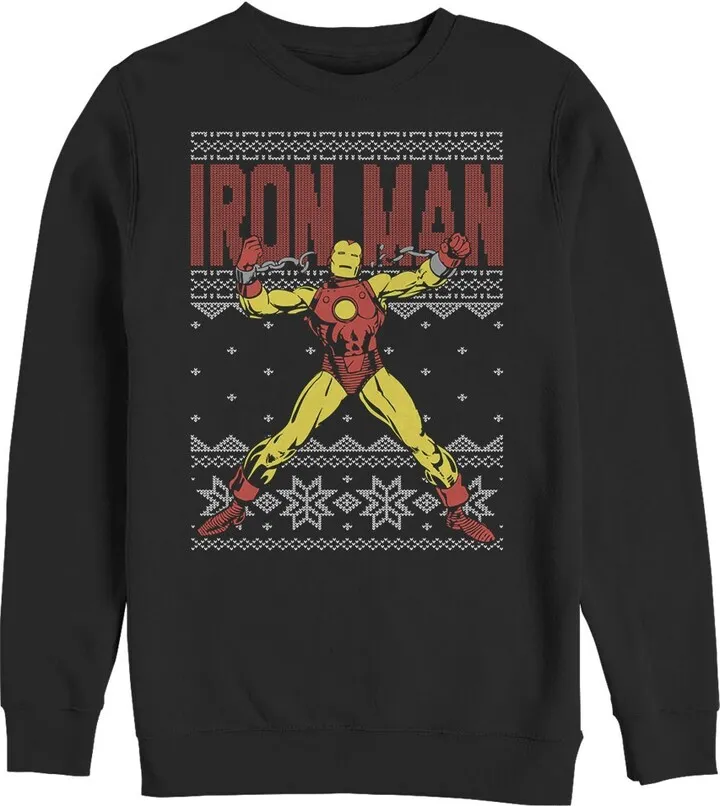 Men's Marvel Ugly Christmas Iron Man Sweatshirt - Black - 2X Large