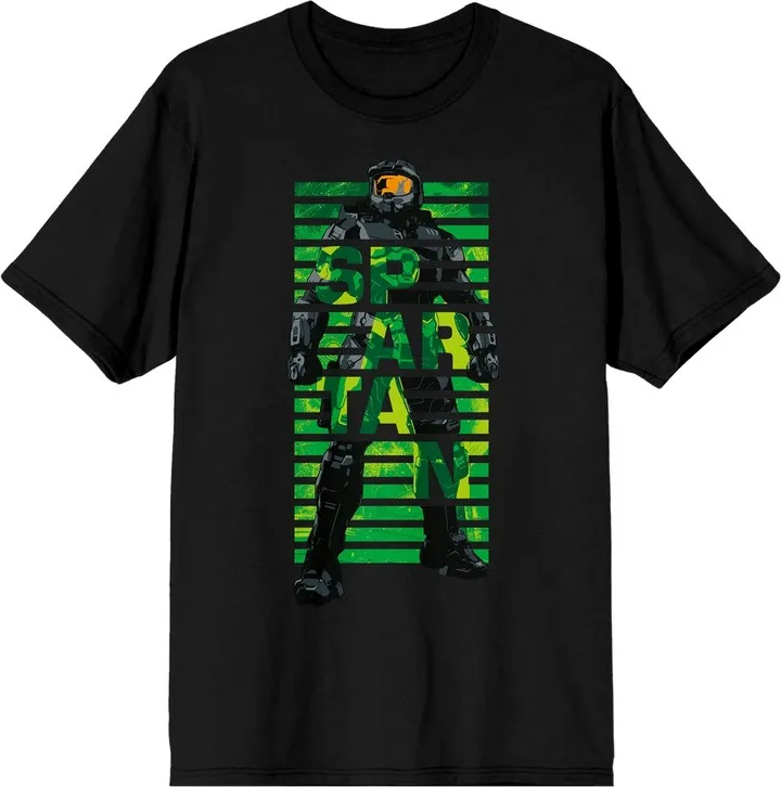 Halo Franchise Spartan Digi Pop Art Crew Neck Short Sleeve Black Women’s T-shirt-XXL