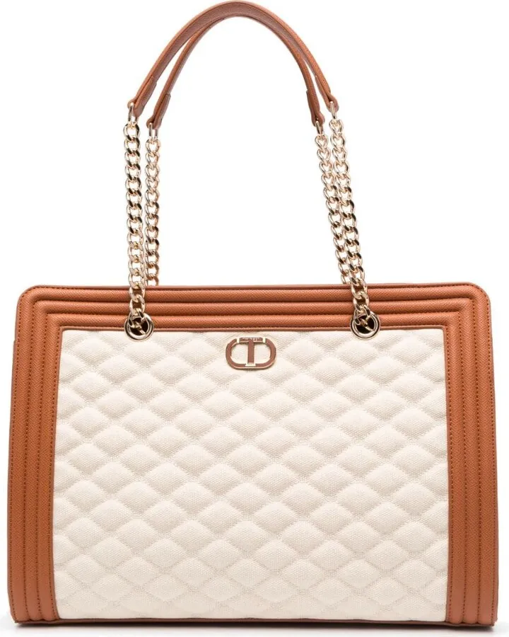 Logo-Plaque Quilted Tote Bag