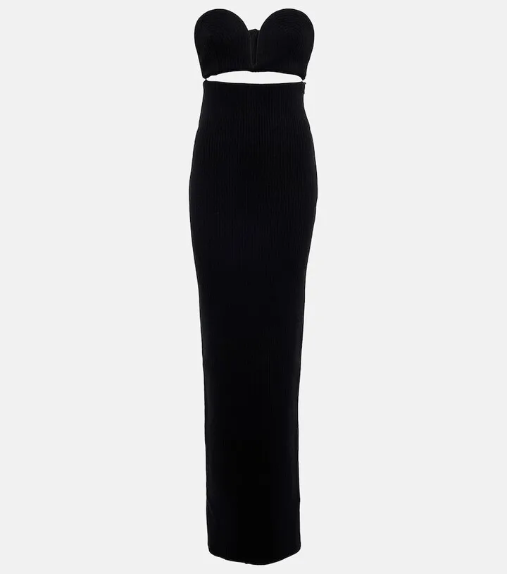 Strapless wool-blend gown