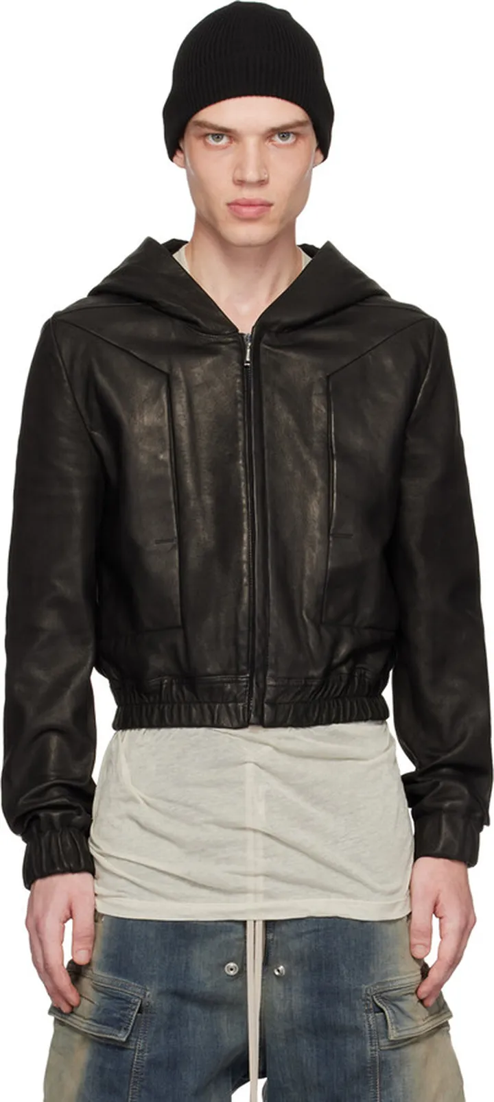 Rick Owens Black EDFU Leather Jacket