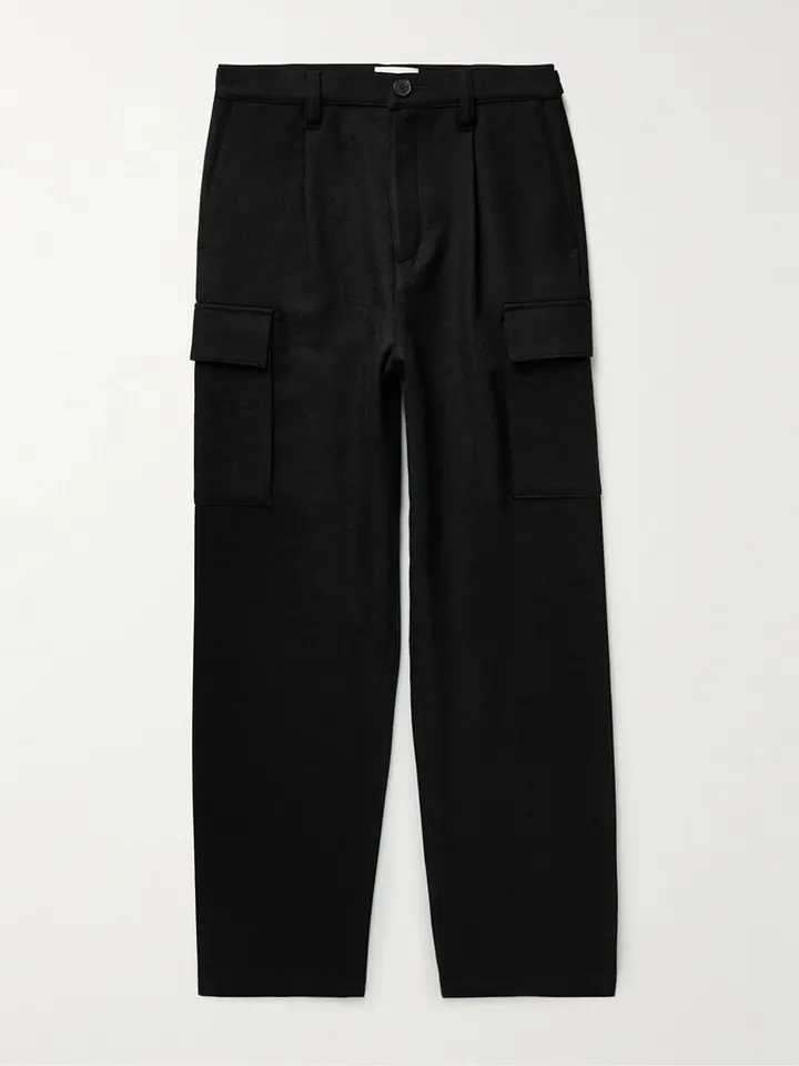 Wide-Leg Virgin Wool Cargo Trousers