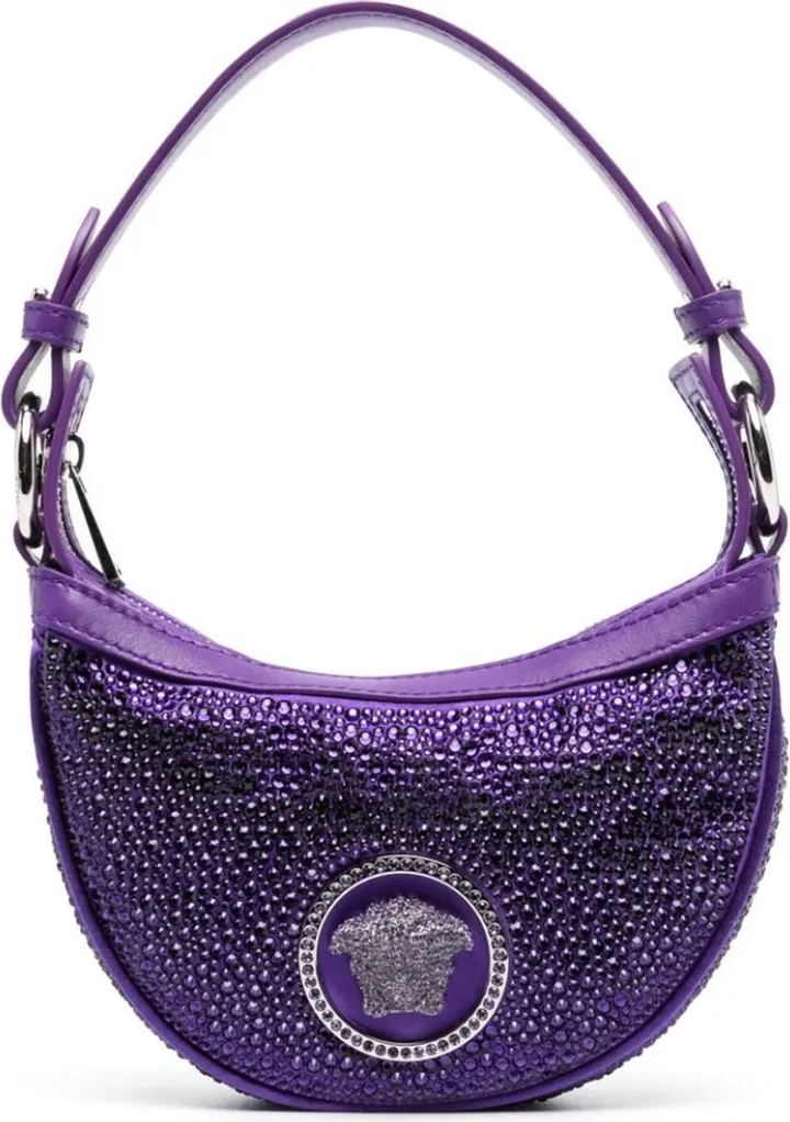 Purple Crystal Embellished Medusa Mini Bag