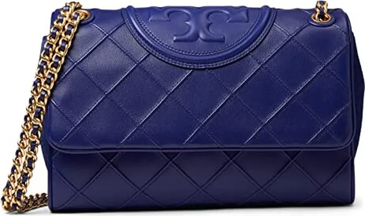Tory Burch Fleming Soft Convertible Shoulder Bag (Navy Day) Handbags