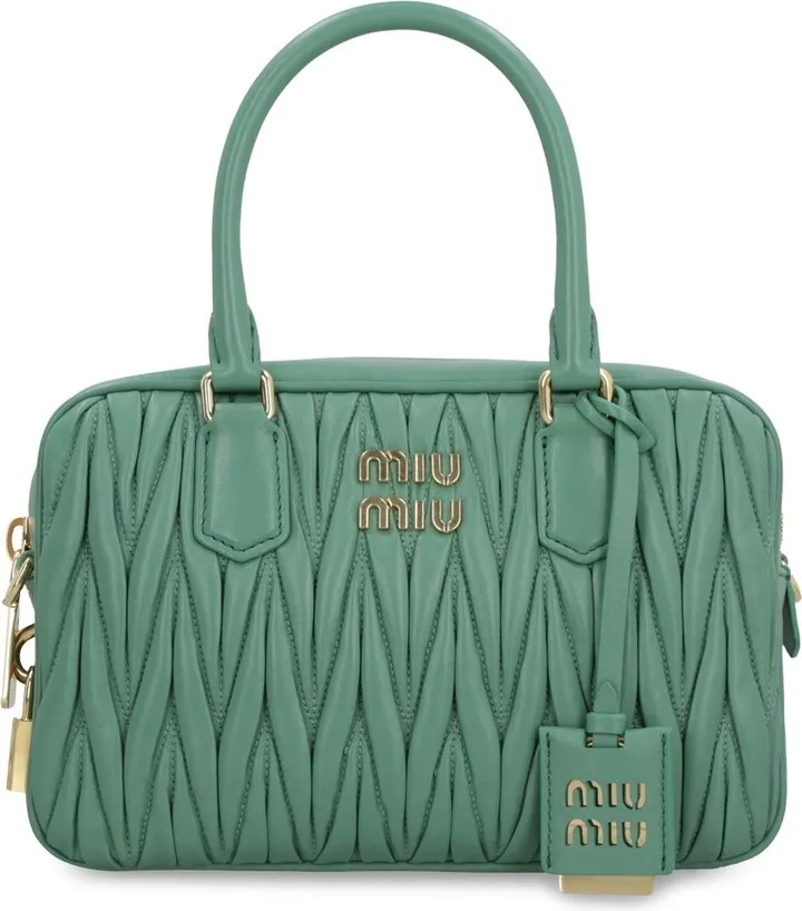 Miu Miu Matelassé Logo Plaque Tote Bag