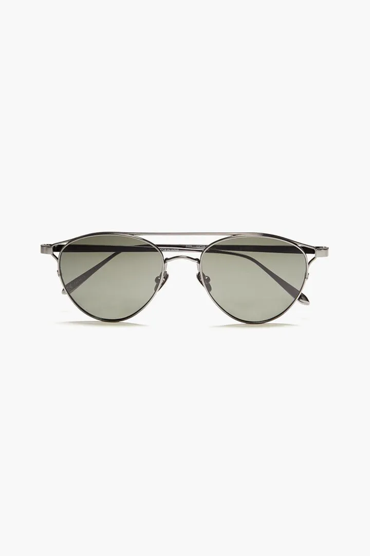 Aviator-style gunmetal-tone and titanium sunglasses