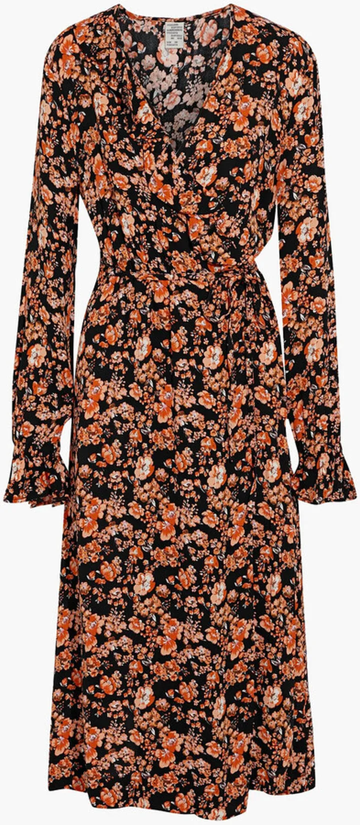 Annamay ruffled floral-print crepe de chine midi wrap dress