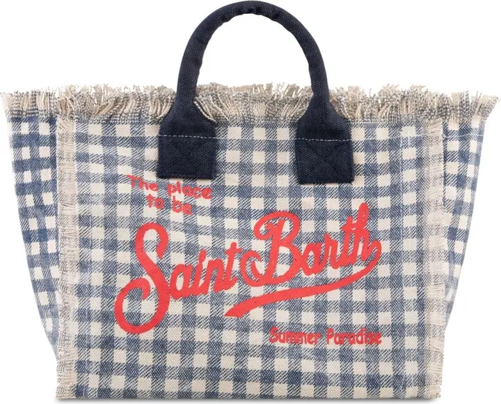 Blue Gingham Cotton Canvas Bag