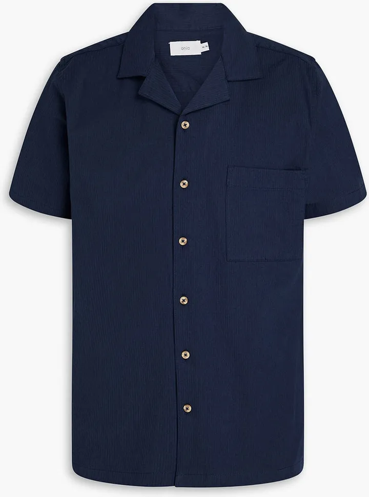 Cotton-blend seersucker shirt