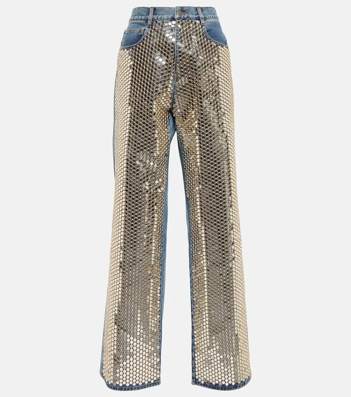 High-rise embellished jeans