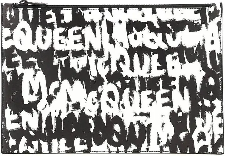 Alexander Mcqueen 'mcqueen Graffiti' Leather Flat Pouch