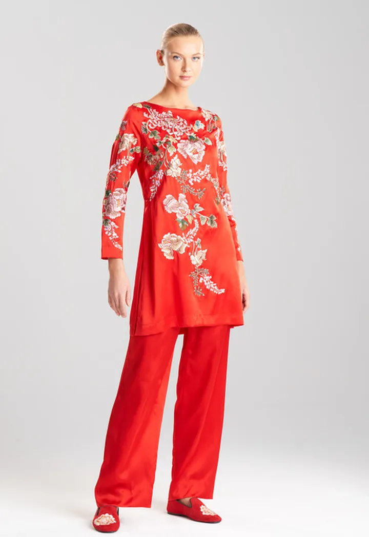 Kairaku Garden Embroidery Silk Tunic