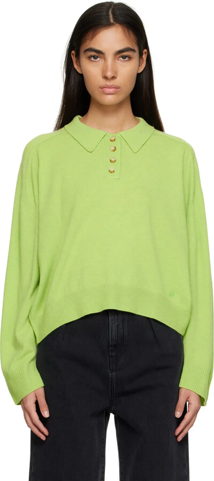 Loulou Studio Green Forana Polo