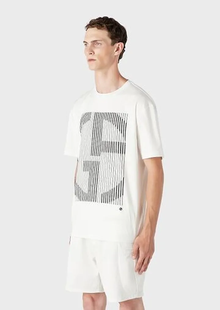 Cotton interlock crew-neck T-shirt with oversized logo