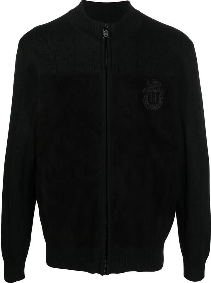 Embroidered-Logo Detail Knit Jacket
