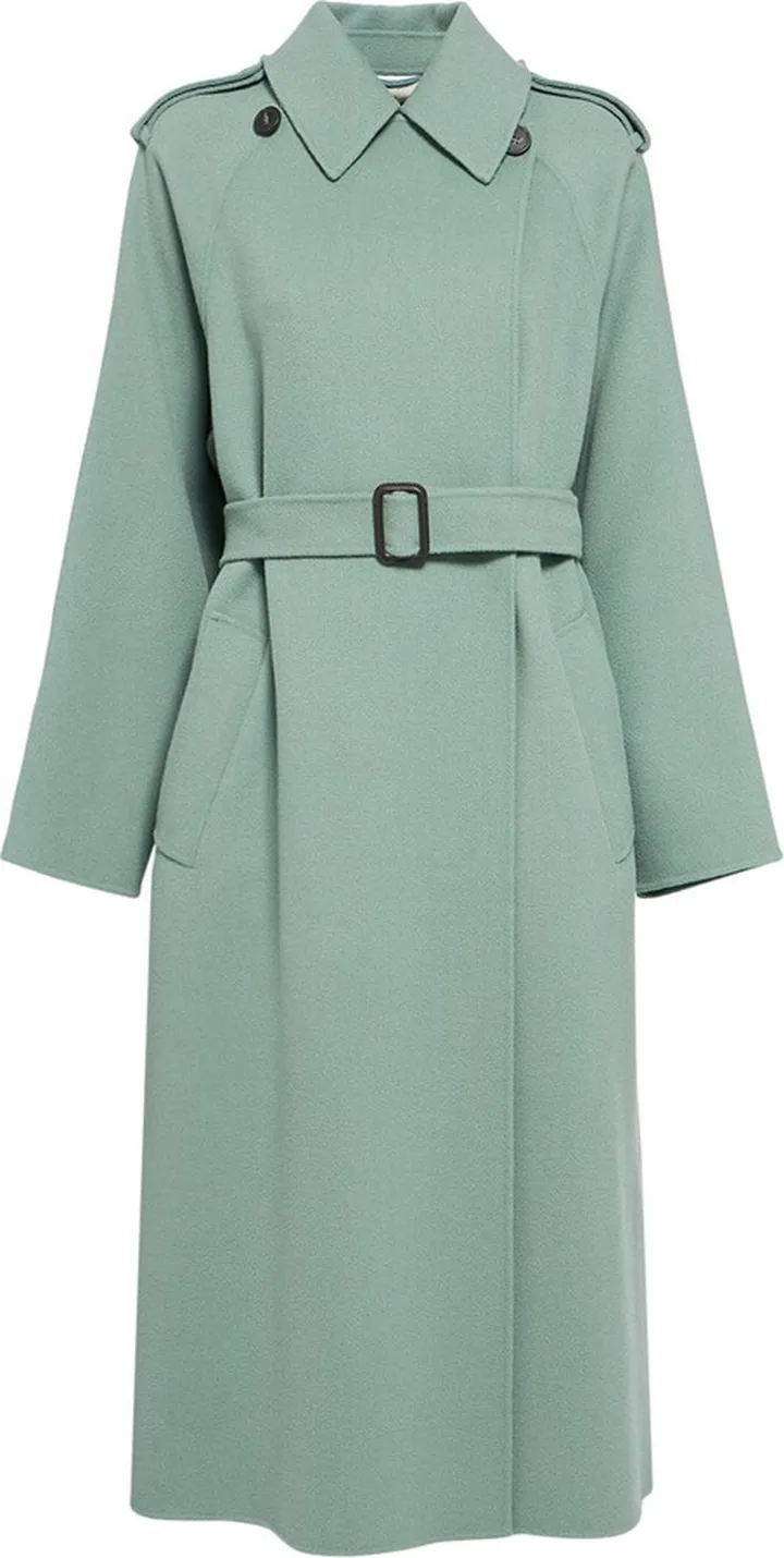 Cobalto belted wool blend trench coat
