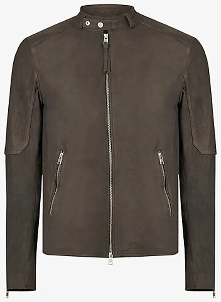 Mens Charcoal Cora Leather Bomber Jacket Xxl
