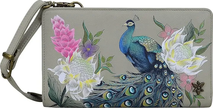 Anuschka Cell Phone Crossbody Wallet 1149 (Regal Peacock) Handbags