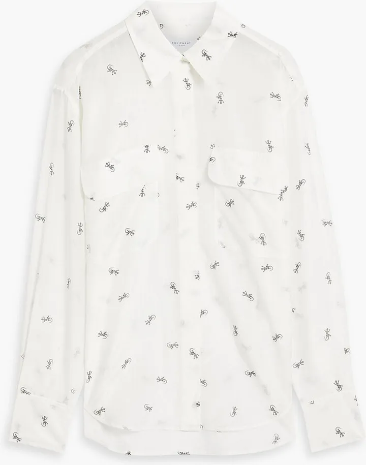 Printed cotton and silk-blend shirt
