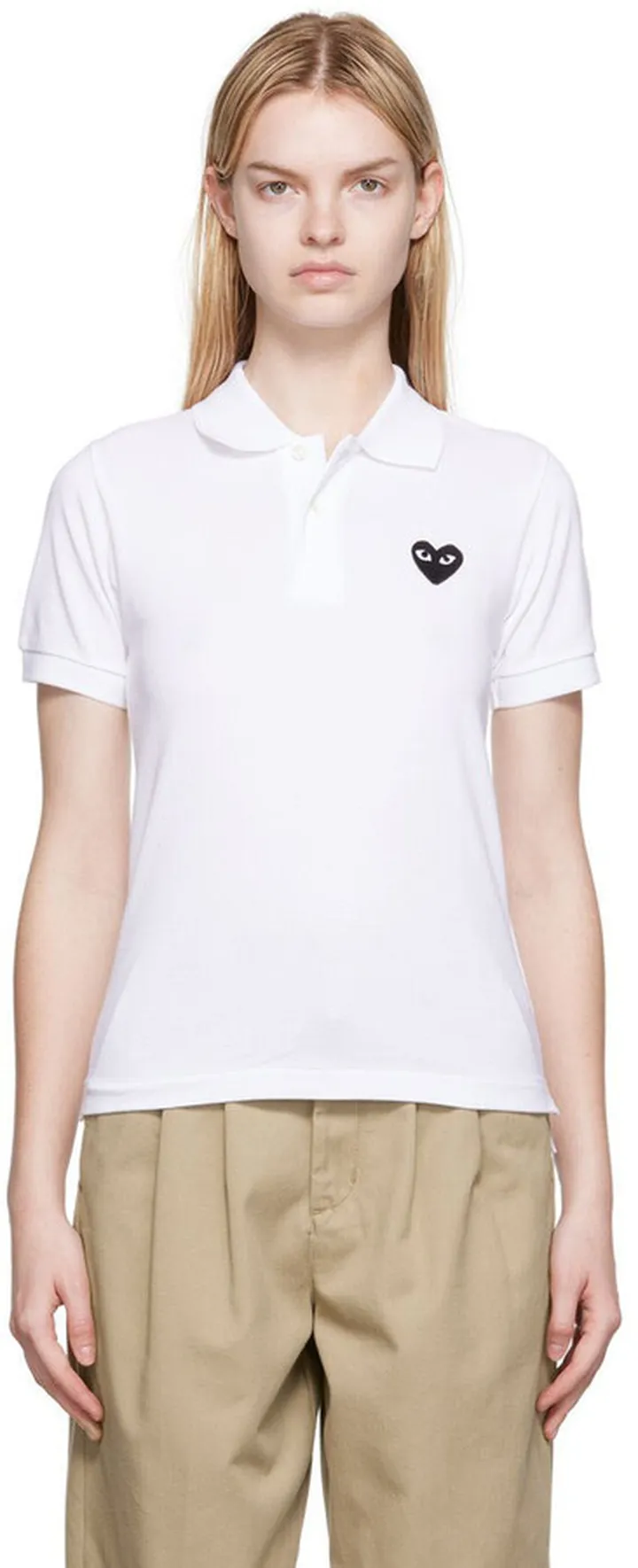 Comme des Garçons Play White Heart Patch Polo