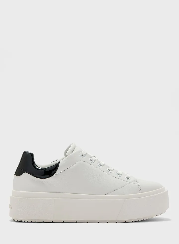 Squared Flatform Cupsole Lace Up Sneakers