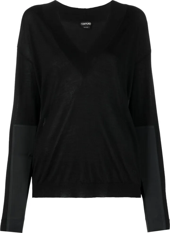 Panelled V-Neck Knitted Jumper