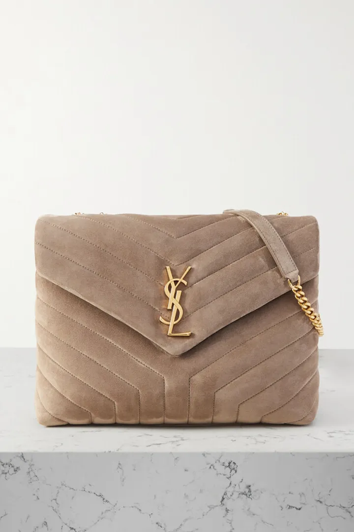 SAINT LAURENT - Loulou Medium Quilted Suede Shoulder Bag - Brown