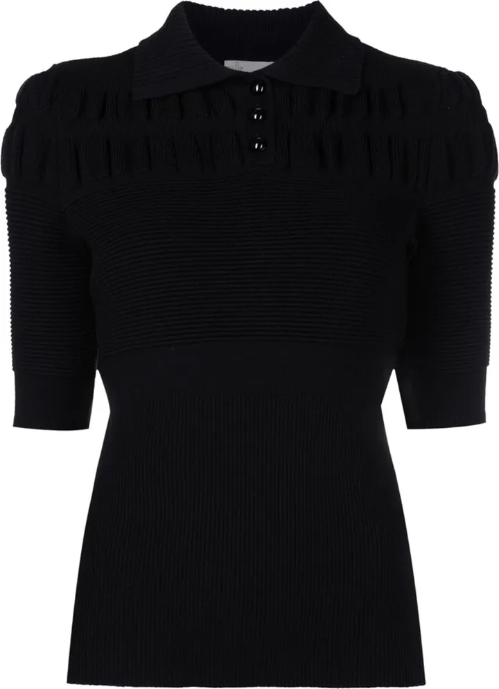 Smocked-Detail Short-Sleeved Top
