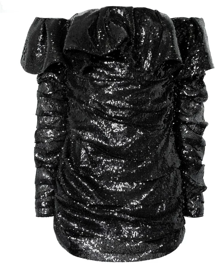Off-the-shoulder sequined minidress