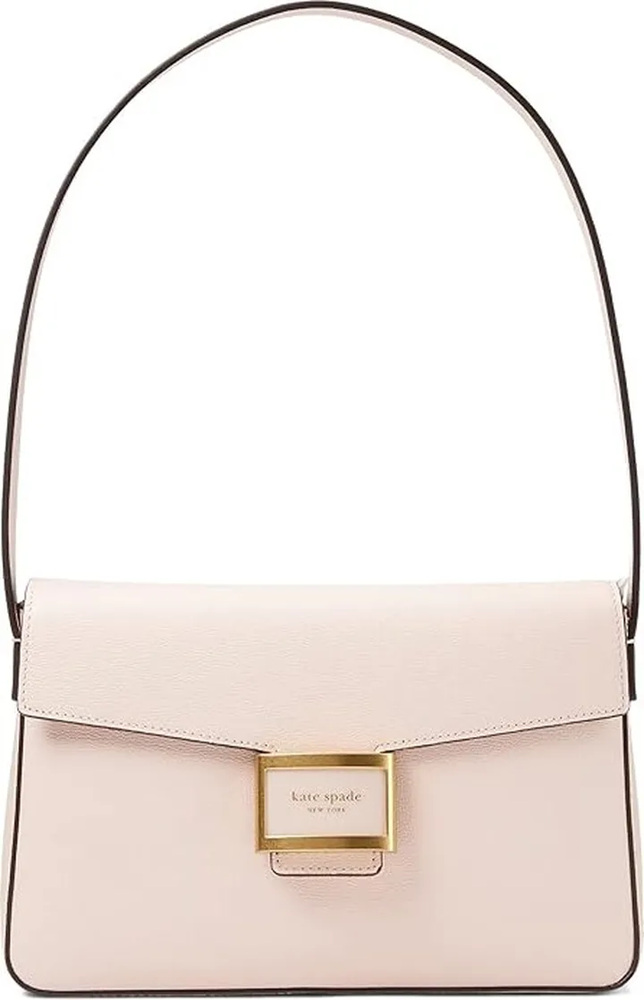 Kate Spade New York Katy Textured Leather Medium Shoulder Bag (Mochi Pink) Shoulder Handbags