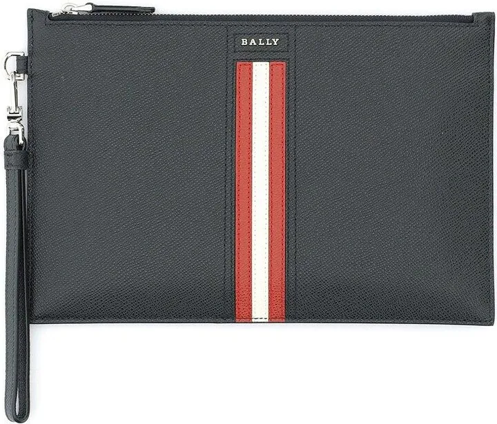 Striped Zipped Clutch Bag