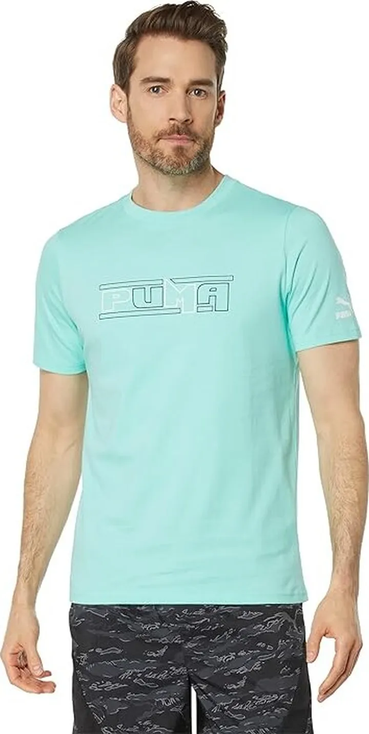 PUMA Sportswear Graphic Tee (Mint) Men's Clothing