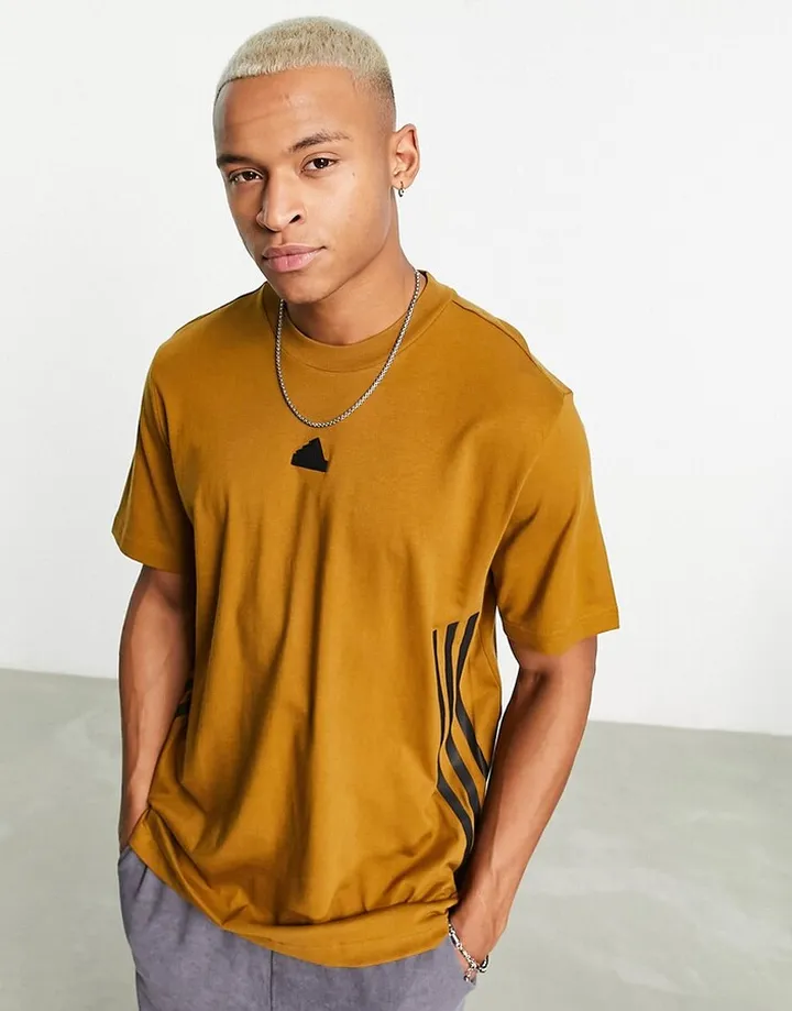 adidas Sportswear Future Icons 3 stripes t-shirt in brown
