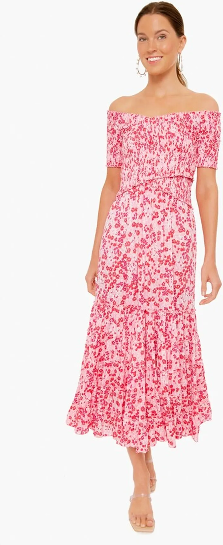 Pink Daffodil Soledad Off the Shoulder Dress